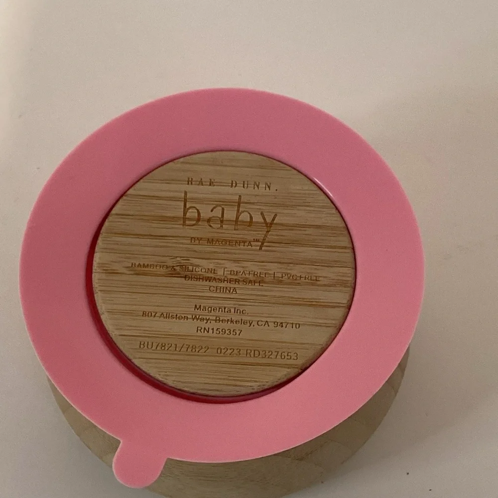 Rae Dunn Avanchy Bamboo Baby Bowl with Pink Suction Base - Picture 3 of 4